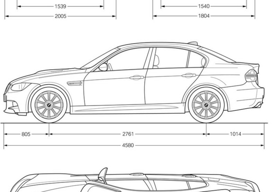 BMW M3 E90 (БМВ М3 Е90) - чертежи (рисунки) автомобиля